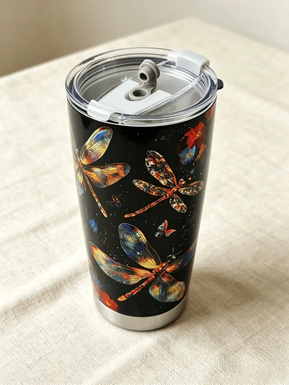 Dragonfly Nature Tumbler 20oz Insulated Stainless Steel Travel Mug Colorful Gift